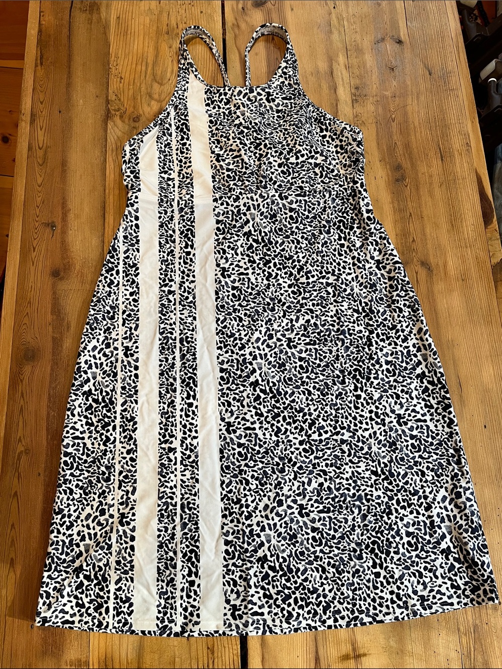 ATHLETA 38 B/C Cup Blue Print Zimbabwe High Neck Swim Dress Underwire
